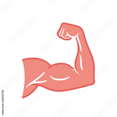 Cartoon Muscular Arm Flexing, Pink Color on transparent background