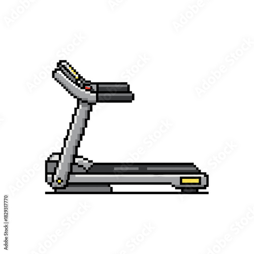 Pixelated treadmill, fitness machine on transparent background