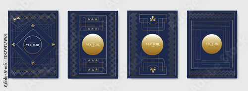 Set of vintage luxury dark background and gold. invitation card Premium design for gala card, grand opening, party invitation, wedding.