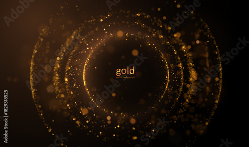 Vector background with a fiery golden bokeh circle. Luxury composition with gold, dynamic fire energy and sense of premium elegance. Perfect for exclusive event invitations and corporate presentations