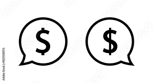 Speech bubble outline with dollar icon. Money message and financial communication symbol