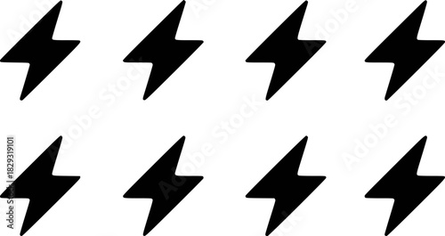 A Pattern of Eight Black Lightning Bolt Icons on a White Background