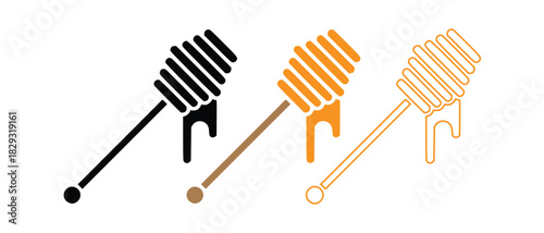 Honey Jar Collection — Glass Pots with Wooden Dipper and Flowing Honey Vector Design