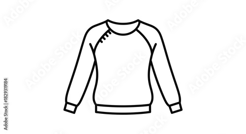 simple black and white outline drawing of a long sleeved sweatshirt modern fashion silhouette