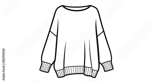 A simple illustration of a cozy oversized sweater with ribbed detailing a minimalist silhouette