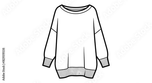 a graphic illustration of a loose relaxed fit sweater design stylish and minimalist silhouette