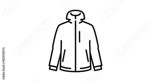 Line art illustration of a hooded jacket simple minimalist design fashion apparel silhouette