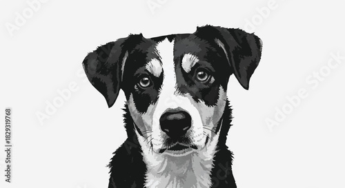 Monochrome Portrait of a Dog with Contrast Lighting