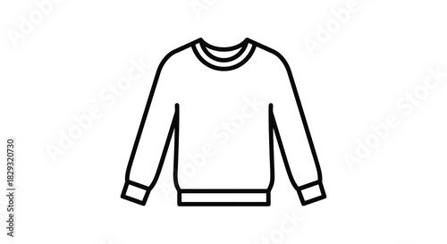 A simple black and white line drawing of a long sleeved sweatshirt silhouette