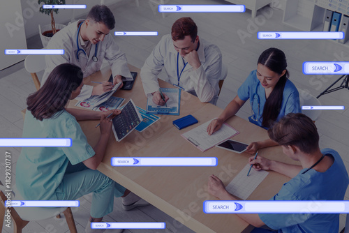 Group of young doctors work...