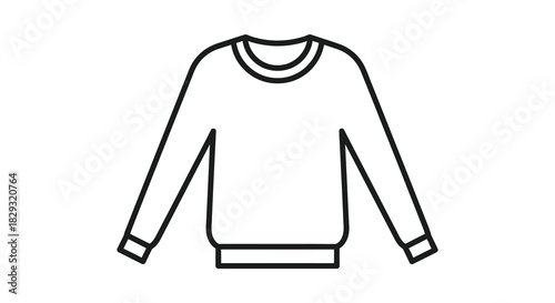 a simple line drawing depicts a long sleeved sweatshirt in a black silhouette