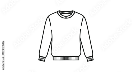 a simple line drawing illustrating a classic crewneck sweatshirt in white silhouette