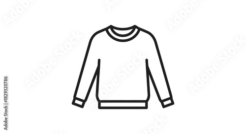 Simple outline of a long sleeved crew neck sweater minimalist fashion illustration silhouette