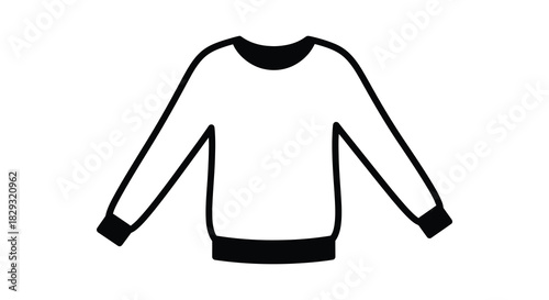 A simple black and white illustration of a cozy sweater a minimalist clothing silhouette