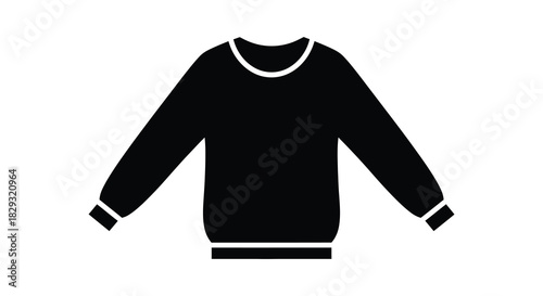 A simple black crewneck sweater design presented as a flat vector graphic silhouette