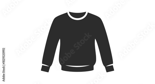 A simple depiction of a dark long sleeved sweater with a crew neck a flat lay silhouette