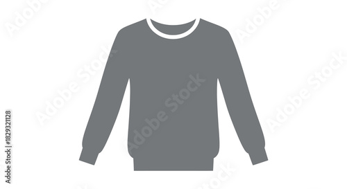 A dark gray sweater with long sleeves and a rounded neck presented as a silhouette