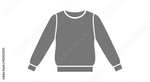 A simple dark gray crewneck sweater illustration with long sleeves and ribbed edges silhouette