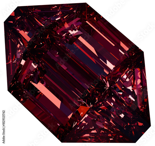 Red Color 3D Prismatic Gem Abstract Shape