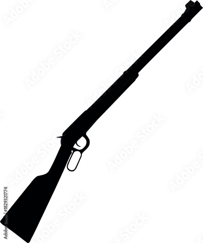 Silhouette of a vintage shotgun on a white background