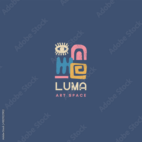 T-Shirt Modern abstract logo design for luna brand on blue background