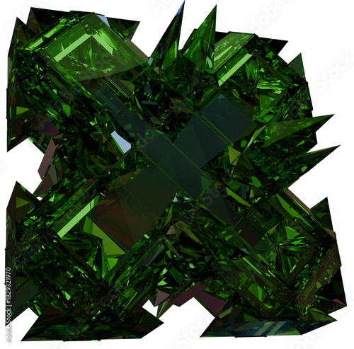 Green 3D Prismatic Gem Abstract Shape