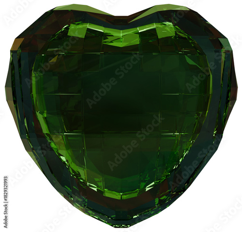 Green Heart 3D Prismatic Gem Abstract Shape