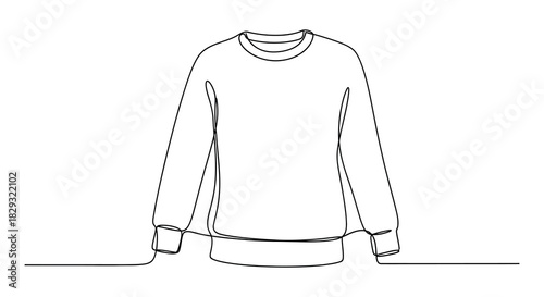 Minimalist continuous line drawing of a cozy sweatshirt a fashionable apparel silhouette