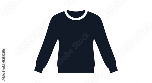 A simple black graphic of a long sleeved crewneck sweater design a clean silhouette