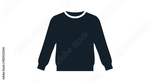A simple black sweater design with long sleeves and a rounded neckline silhouette