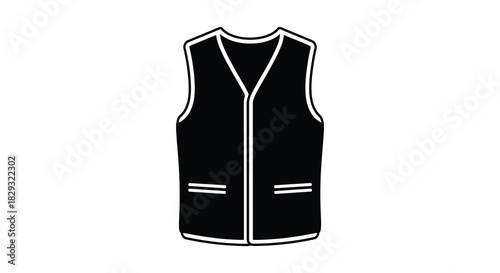 a minimalist depiction of a black vest with white outlining a striking silhouette