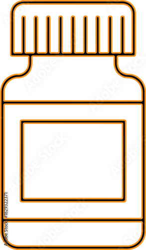 Simple outline of a medicine bottle with label