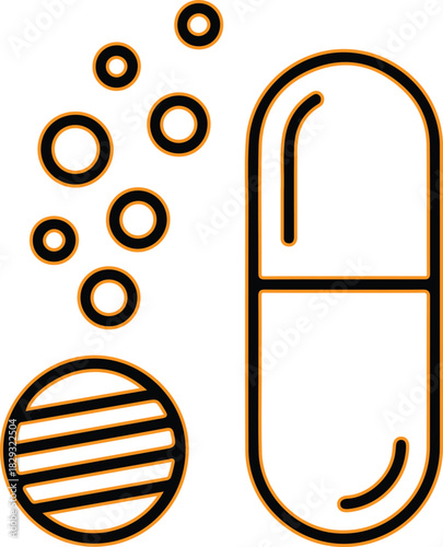 Medical pills and capsules with bubbles