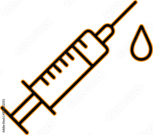 Hand drawn syringe with droplet icon