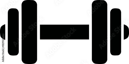 Simple black silhouette of a dumbbell icon