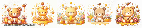 white background honey bear vector