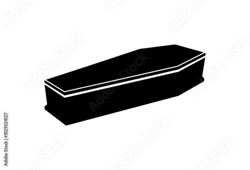 Elegant black coffin, a somber symbol of remembrance and finality, vector graphic origin