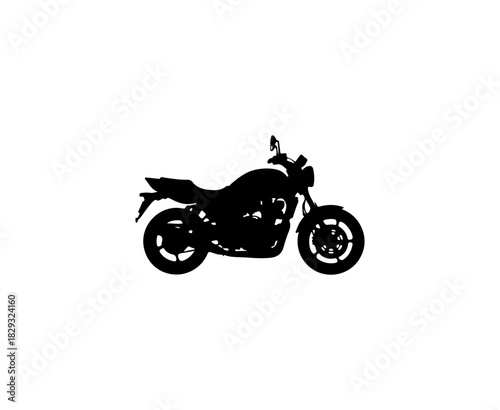 Sleek motorcycle silhouette, powerful modern motorbike, vector graphics, transportation