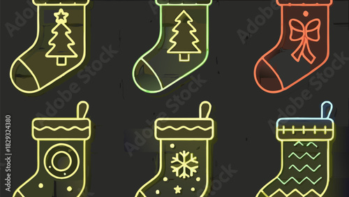 Festive Christmas stockings illustration radiating holiday cheer, perfect for seasonal greetings and joyful celebrations