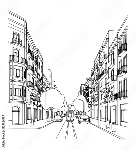 Long street from downtown to upper districts, Carrer de Balmes Street