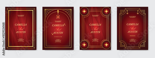 Set of vintage luxury dark background and gold. invitation card Premium design for gala card, grand opening, party invitation, wedding.