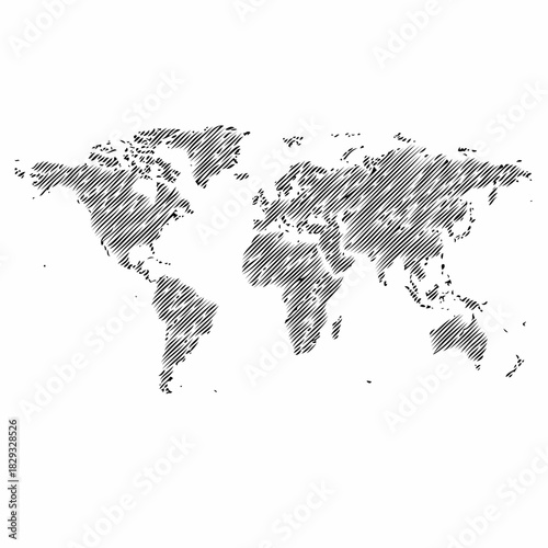 Scribbled World Map Vector Illustration