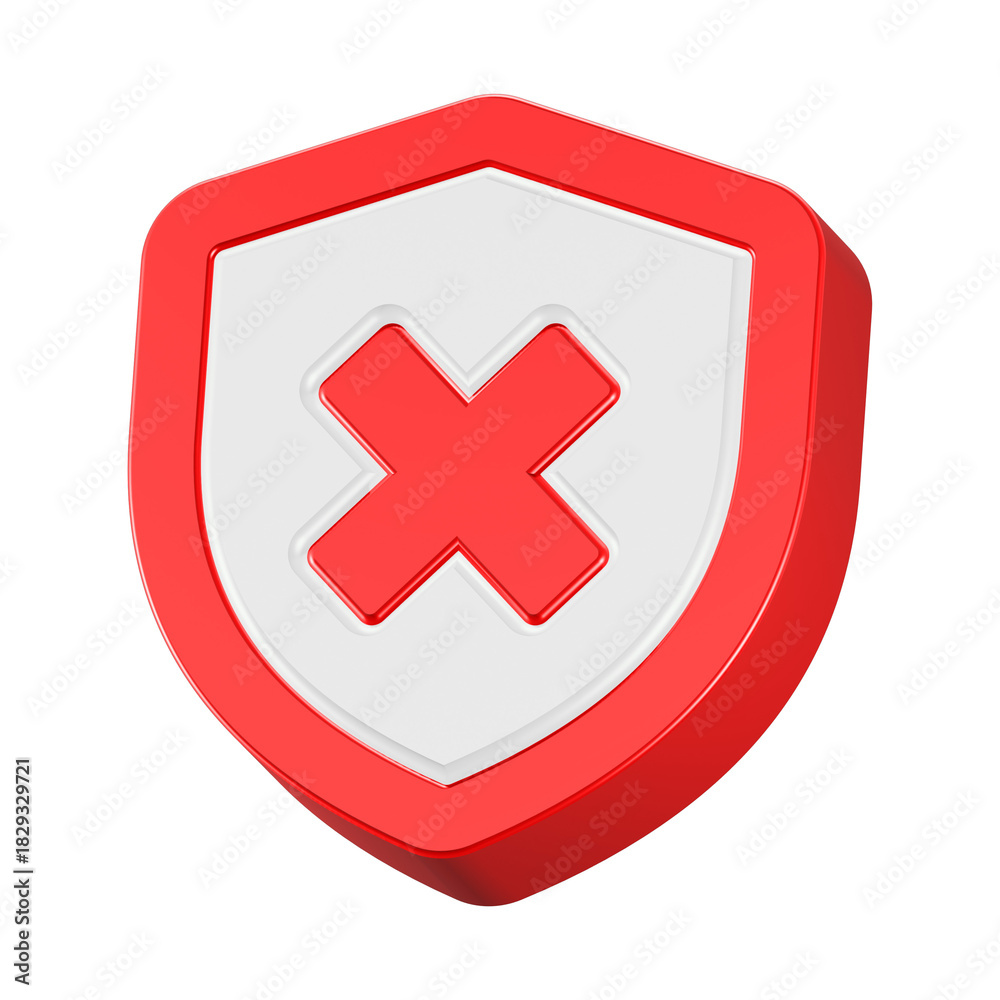 Obraz premium cross shield 3d rendering icon red color