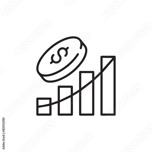 Dollar Growth Icon – USD Currency Up Trend Line Finance Chart Symbol