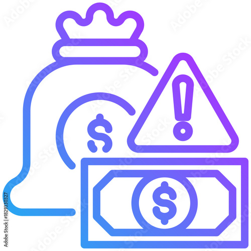Illegal money icon for dishonesty , website, application, printing, document, poster design, etc