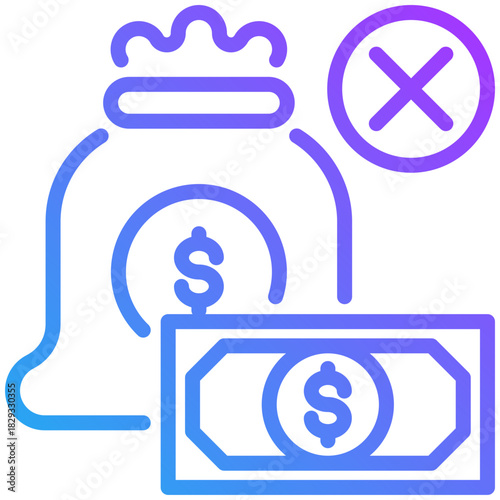Illegal money icon for dishonesty , website, application, printing, document, poster design, etc