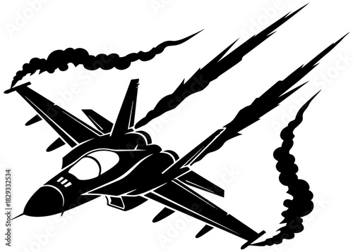 Dynamic military jet vector soars with power, capturing speed and modern aviation technology