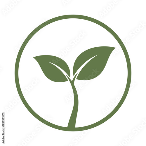 Green sprout in circle representing growth ecology nature logo
