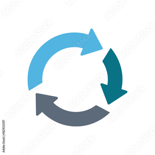 Circular refresh arrows icon representing cycle, process, loop concept