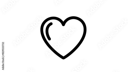 Simple Heart Outline Vector Icon, Love and Romance Symbol on Isolated White Background